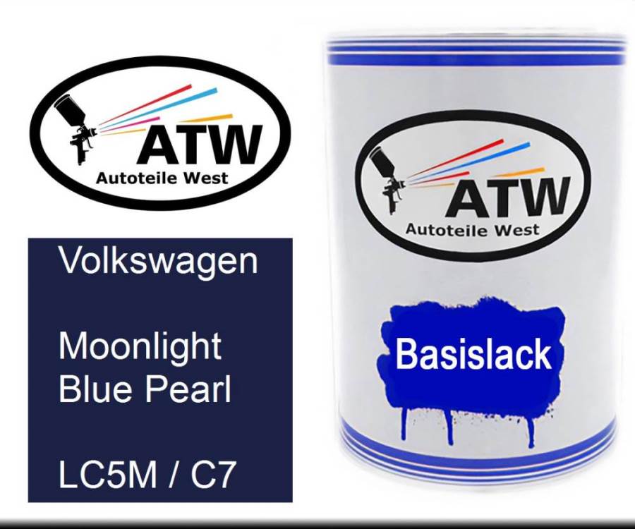 Volkswagen, Moonlight Blue Pearl, LC5M / C7: 500ml Lackdose, von ATW Autoteile West.